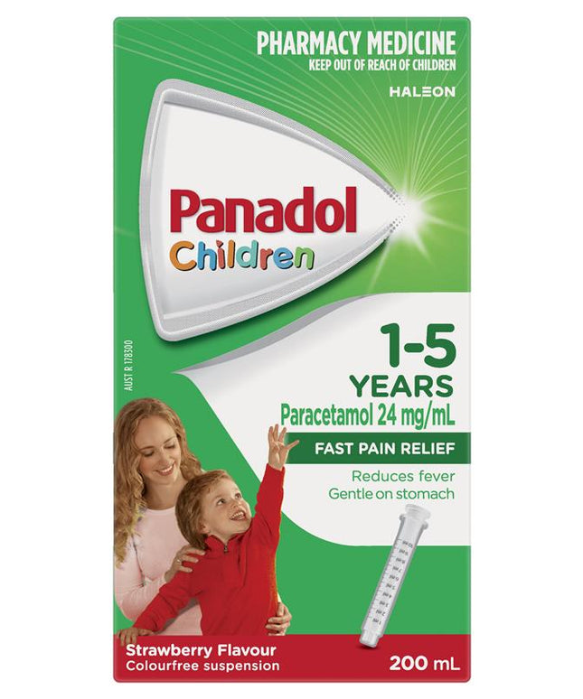 Panadol Children 1-5 Years Suspension Fever & Pain Relief Strawberry Flavour 200mL