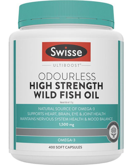Swisse Ultiboost Odourless High Strength Wild Fish Oil 1500mg 400 Capsules
