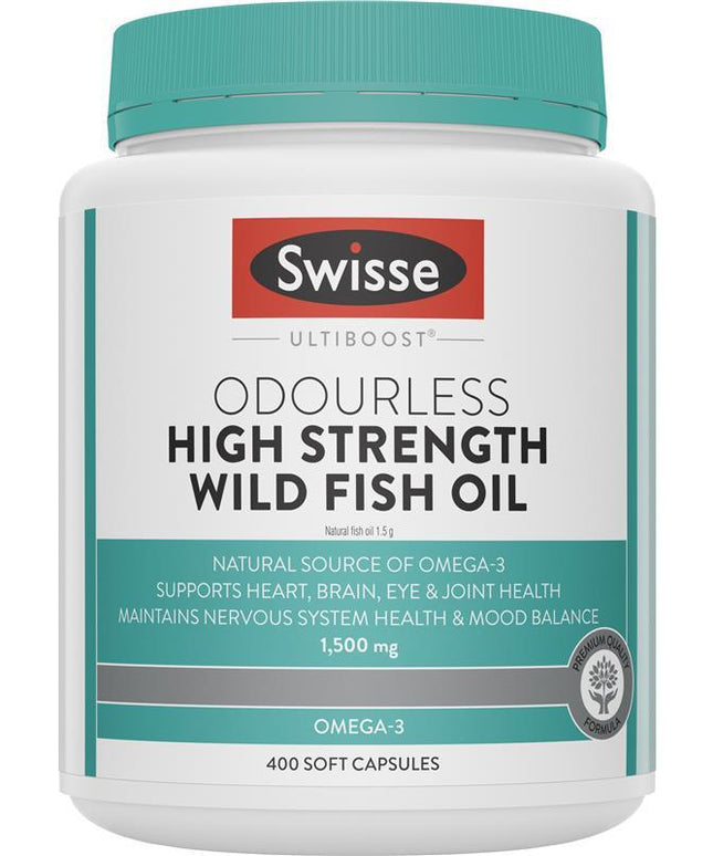 Swisse Ultiboost Odourless High Strength Wild Fish Oil 1500mg 400 Capsules