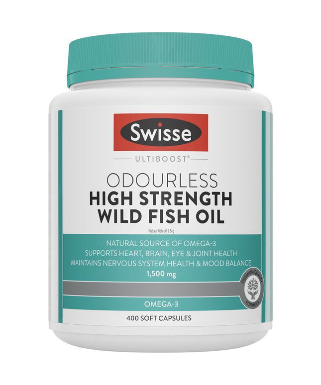Swisse Ultiboost Odourless High Strength Wild Fish Oil 1500mg 400 Capsules
