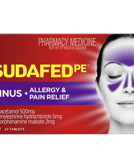 Sudafed PE Sinus + Allergy & Pain Relief Tablets 24 Pack