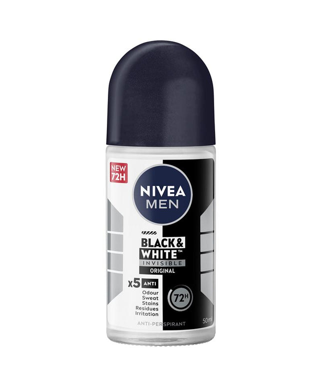NIVEA MEN Black & White Invisible Roll On Deodorant 72H Protection 50ml