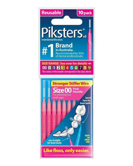 Piksters Interdental Brushes Size 00 Pink 10 Pack