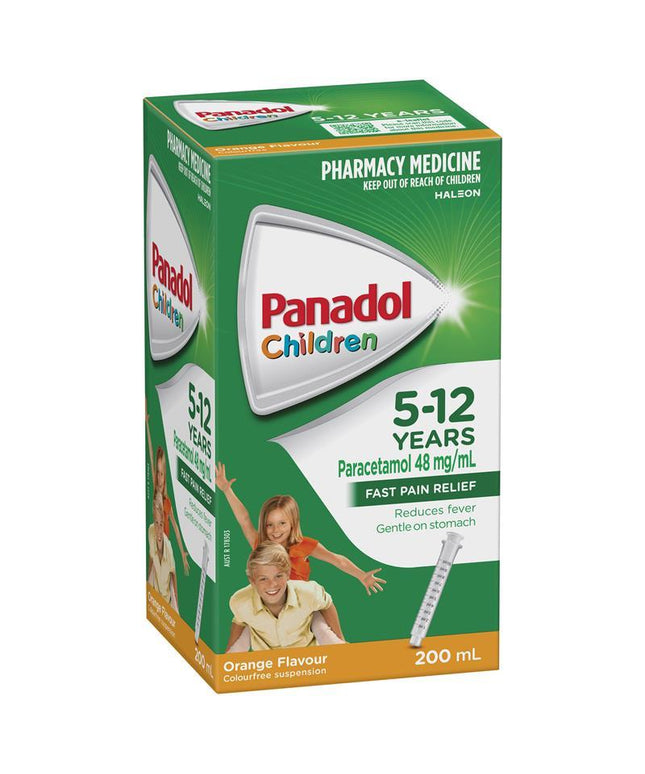 Panadol Children 5-12 Years Suspension Fever & Pain Relief Orange Flavour 200mL
