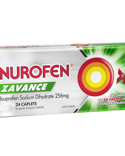 Nurofen Zavance Fast Pain Relief Caplets 256mg Ibuprofen 24 Pack