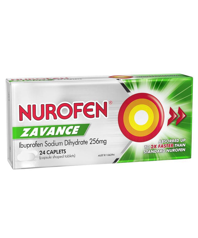 Nurofen Zavance Fast Pain Relief Caplets 256mg Ibuprofen 24 Pack