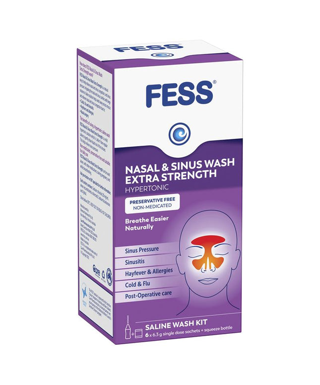Fess Nasal & Sinus Wash Extra Strength Starter Kit 6 Sachets