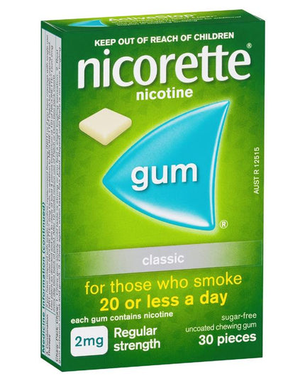 Nicorette Quit Smoking Regular Strength Nicotine Gum Classic 30 Pack