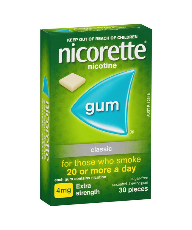 Nicorette Quit Smoking Extra Strength Nicotine Gum Classic 30 Pack