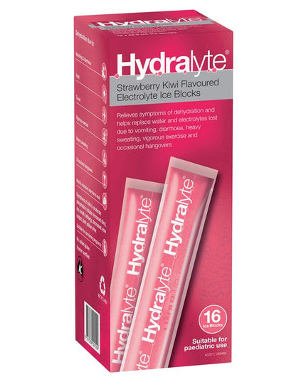 Hydralyte Electrolyte Ice Blocks Strawberry Kiwi 16