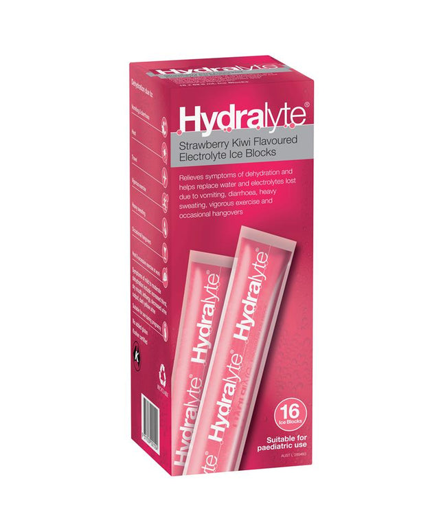 Hydralyte Electrolyte Ice Blocks Strawberry Kiwi 16