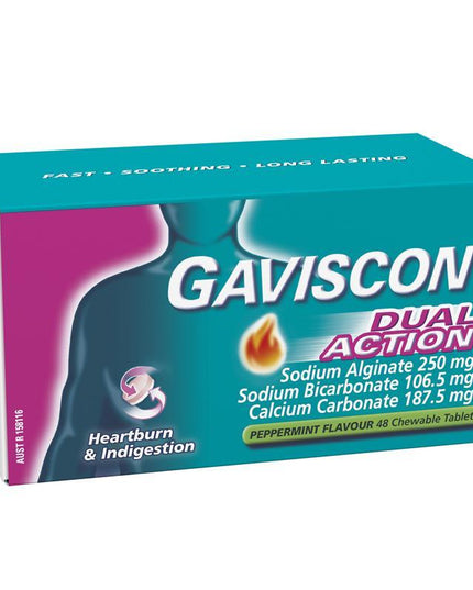 Gaviscon Dual Action Tablets for Heartburn and Indigestion 48 Pack