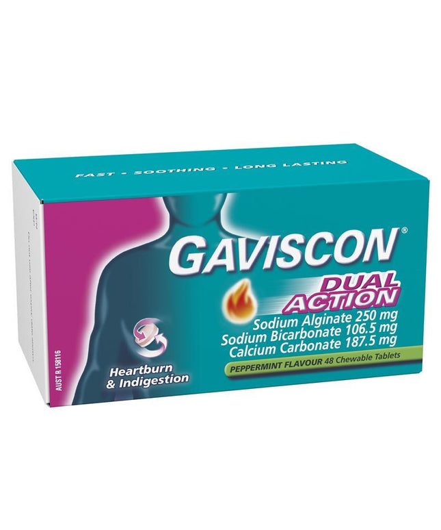 Gaviscon Dual Action Tablets for Heartburn and Indigestion 48 Pack