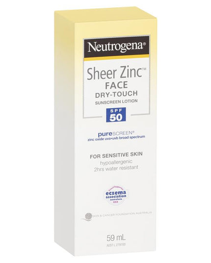 Neutrogena Sheer Zinc Face Dry-Touch Sunscreen Lotion SPF50 59mL