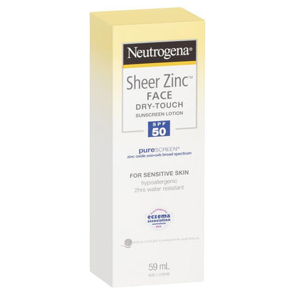 Neutrogena Sheer Zinc Face Dry-Touch Sunscreen Lotion SPF50 59mL