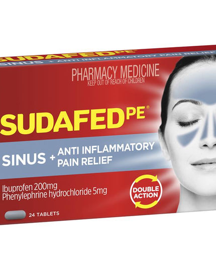Sudafed PE Sinus + Anti Inflammatory Pain Relief 24 Tablets