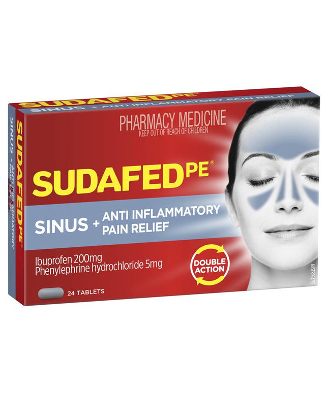 Sudafed PE Sinus + Anti Inflammatory Pain Relief 24 Tablets