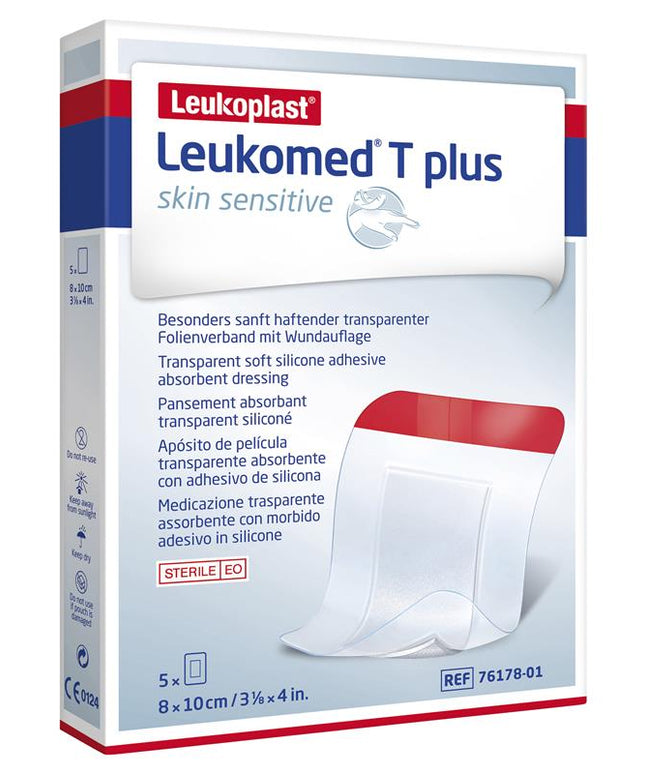Leukomed T Plus Skin Sensitive Transparent 8cm x 10cm 5 Pack