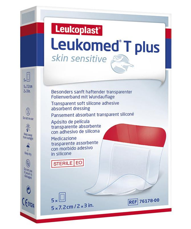 Leukomed T Plus Skin Sensitive Transparent 5cm x 7.2cm 5 Pack