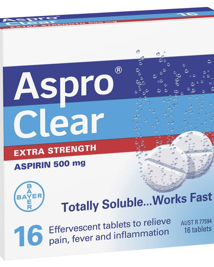 Aspro Clear Extra Strength Pain Relief 16 Soluble Tablets