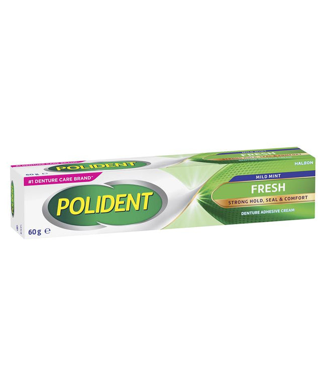 Polident Denture Adhesive Cream Fresh Mint 60g