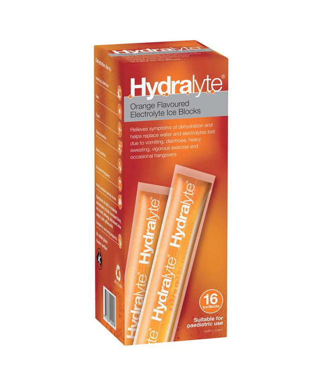 Hydralyte Rehydration Orange Flavoured Ice Blocks 16 Pack