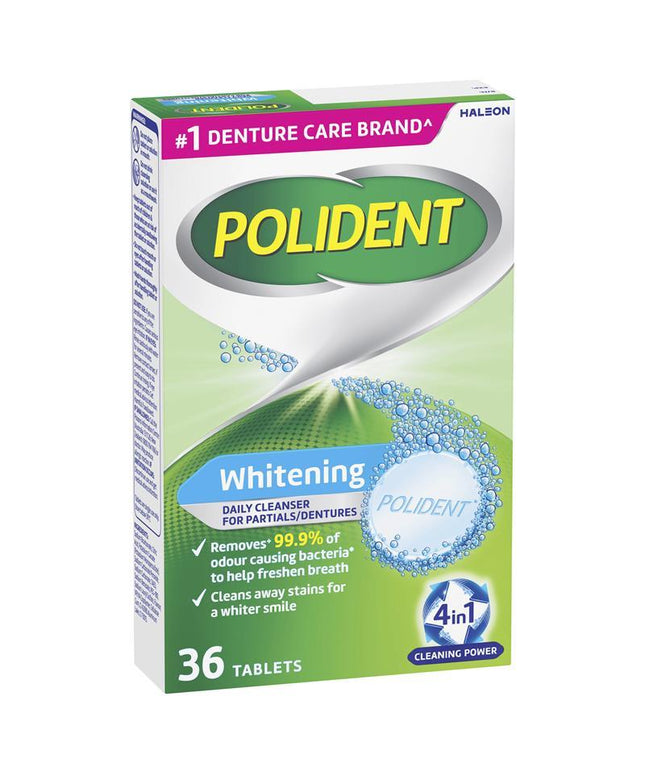 Polident Denture Cleanser Whitening Tablets 36