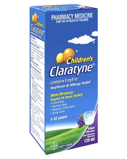 Children's Claratyne Allergy & Hayfever Relief Syrup For Kids Grape Flavour 120mL