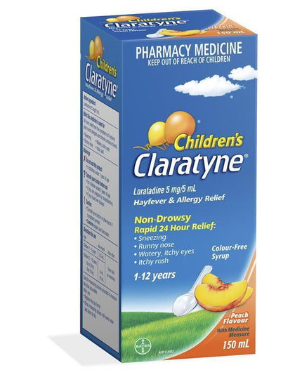 Children's Claratyne Allergy & Hayfever Relief Syrup For Kids Peach Flavour 150mL
