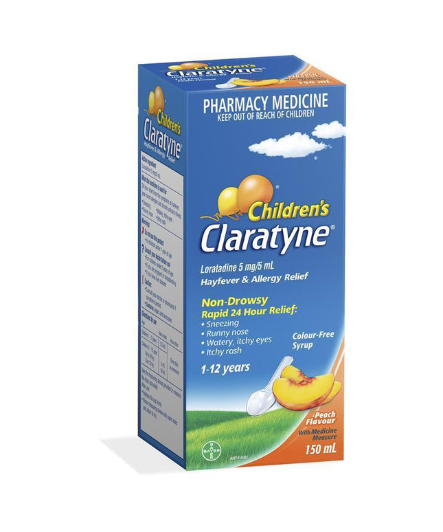 Children's Claratyne Allergy & Hayfever Relief Syrup For Kids Peach Flavour 150mL