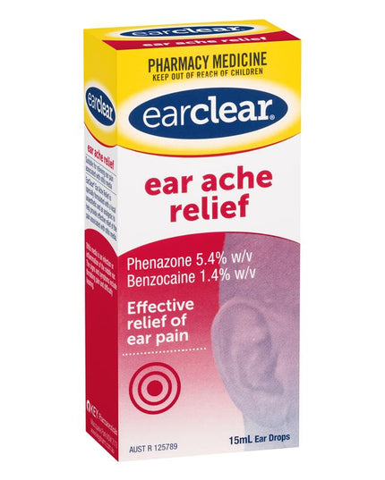 EarClear Ear Ache Relief Drops 15mL - Effective Relief of Ear Pain