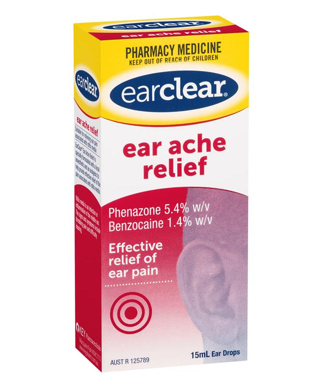 EarClear Ear Ache Relief Drops 15mL - Effective Relief of Ear Pain