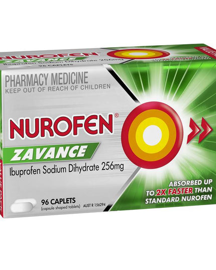 Nurofen Zavance Fast Pain Relief Caplets 256mg Ibuprofen 96 Pack