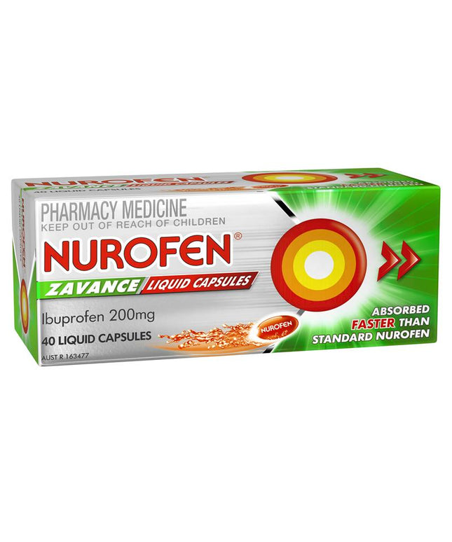 Nurofen Zavance Fast Pain Relief Liquid Capsules 200mg Ibuprofen 40 Pack