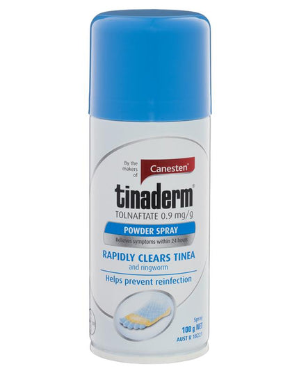 Canesten Tinaderm Tolnaftate Tinea and Ringworm Powder Spray 100g