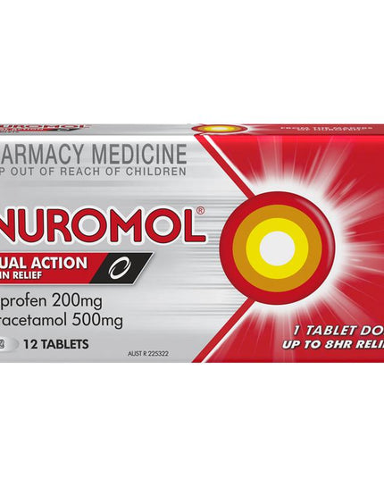 Nuromol Strong Pain Relief Tablets 12 pack Ibuprofen 200mg Paracetamol 500mg