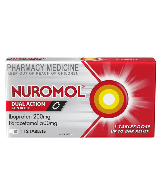 Nuromol Strong Pain Relief Tablets 12 pack Ibuprofen 200mg Paracetamol 500mg