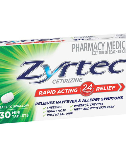 Zyrtec Rapid Acting Antihistamine Allergy & Hayfever Mini Tablets 30 Pack