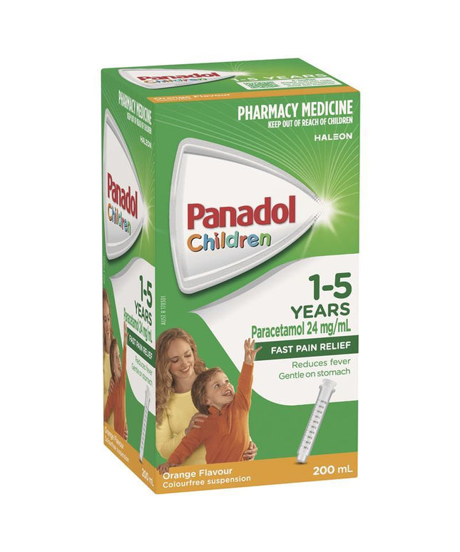 Panadol Children 1-5 Years Suspension Fever & Pain Relief Orange Flavour 200mL