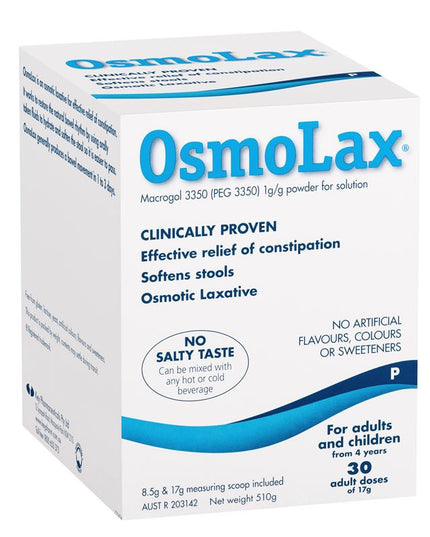 OsmoLax Laxative Powder 30 Dose 510g - Macrogol Constipation Relief with No Salty Taste, Flavour Free & Salt Free