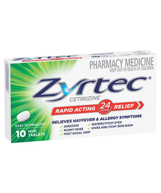Zyrtec Rapid Acting Allergy Antihistamine & Hayfever Mini Tablets 10 Pack