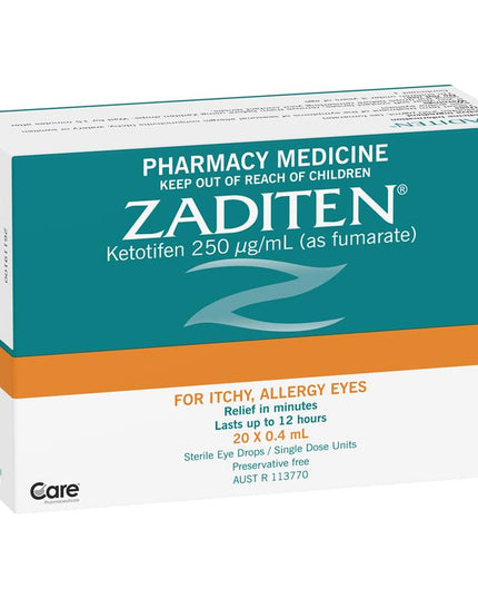 Zaditen 0.025% Eye Drops Unit Dose 0.4ml 20 Single Dose Units