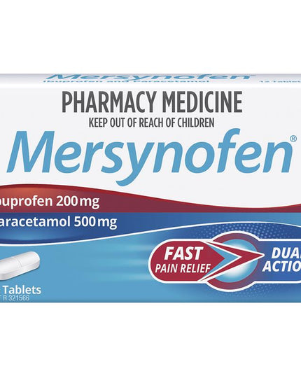 Mersynofen Pain Relief Tablets with Paracetamol + Ibuprofen 12 Pack