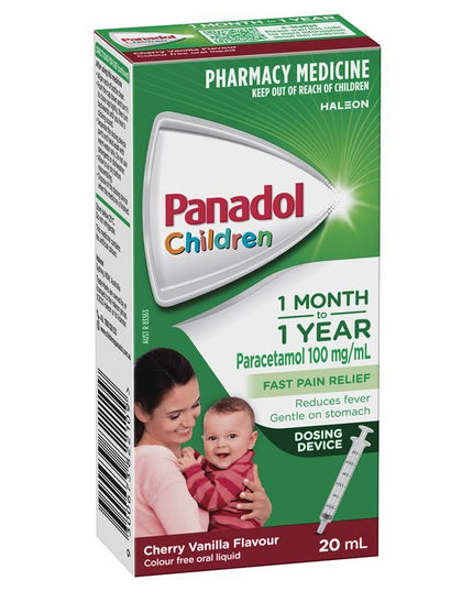 Panadol Children 1 Month – 1 Year Baby Drops with Dosing Device, Fever and Pain Relief, 20mL