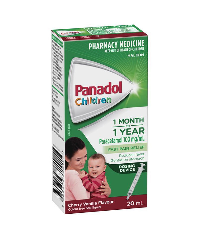 Panadol Children 1 Month – 1 Year Baby Drops with Dosing Device, Fever and Pain Relief, 20mL
