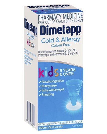 Dimetapp Cold and Allergy Colour Free 200mL