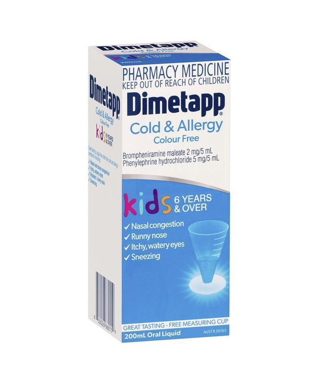 Dimetapp Cold and Allergy Colour Free 200mL