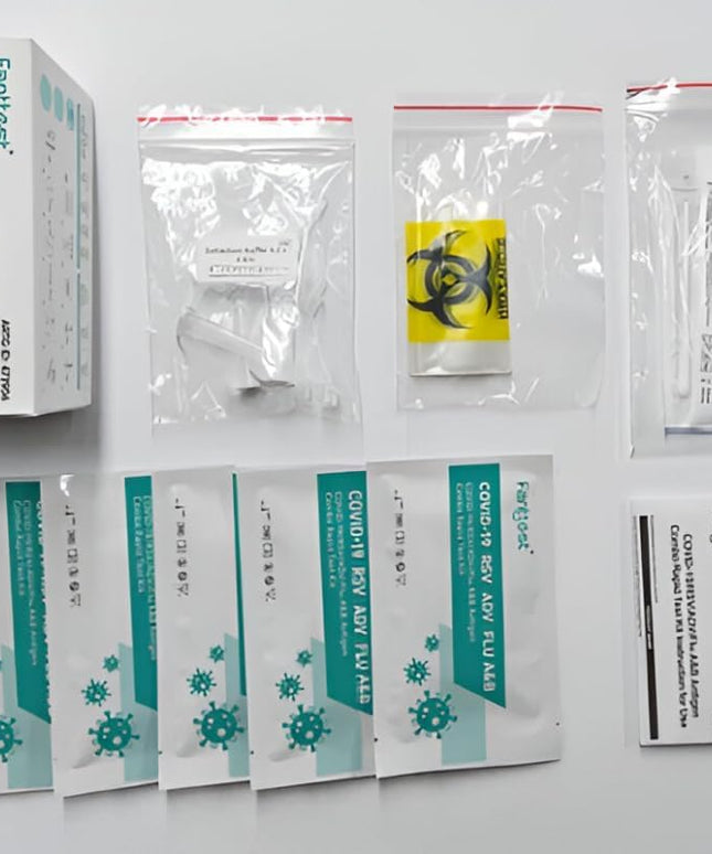 Fanttest 5-in-1 Combo RAT Test - ADV Virus - RSV - Influenza Flu A/B - COVID-19 Rapid Antigen Test Kit - Nasal Swab (5 pack)