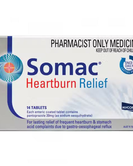 Somac Heartburn Relief 20mg EC Tablets 14 - Pantoprazole (S3)