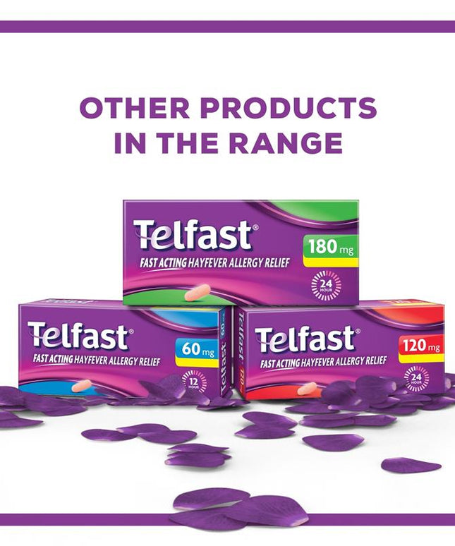 Telfast Hayfever Allergy Relief 180mg Antihistamine Tablets Non-Drowsy - 30 Pack